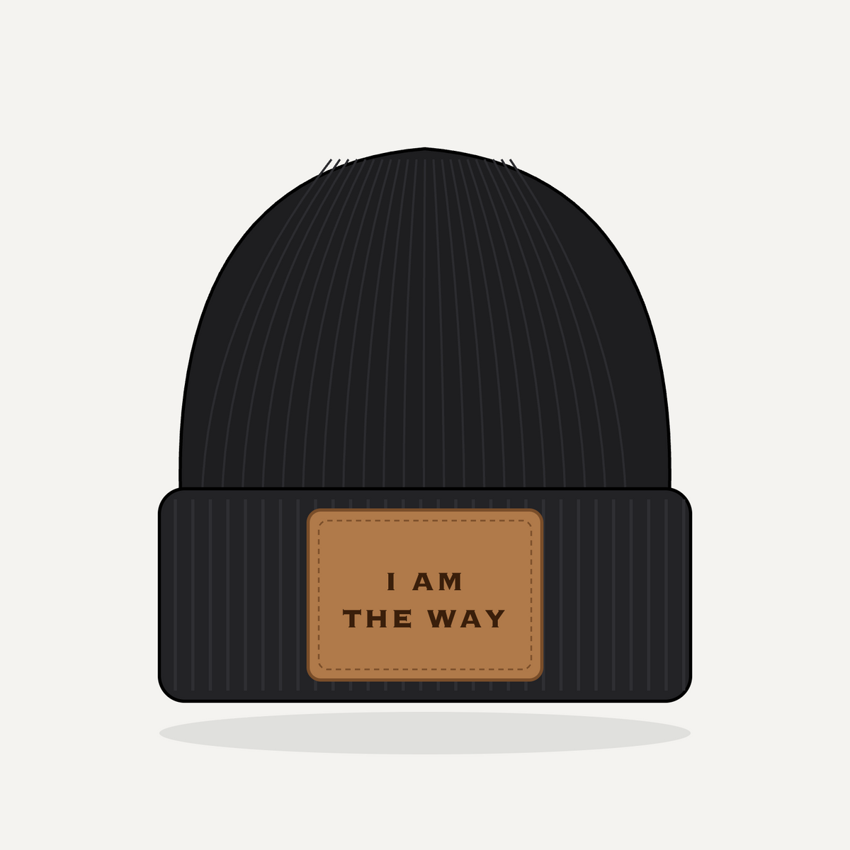 Leather Patch Beanie - I AM THE WAY