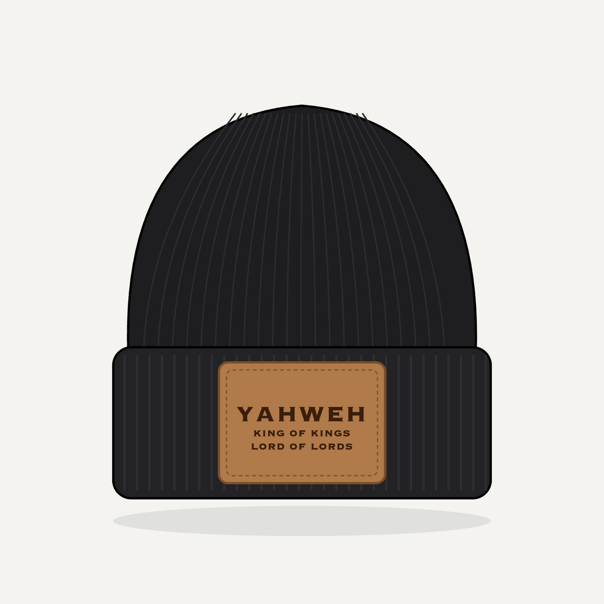 Leather Patch Beanie - Yahweh
