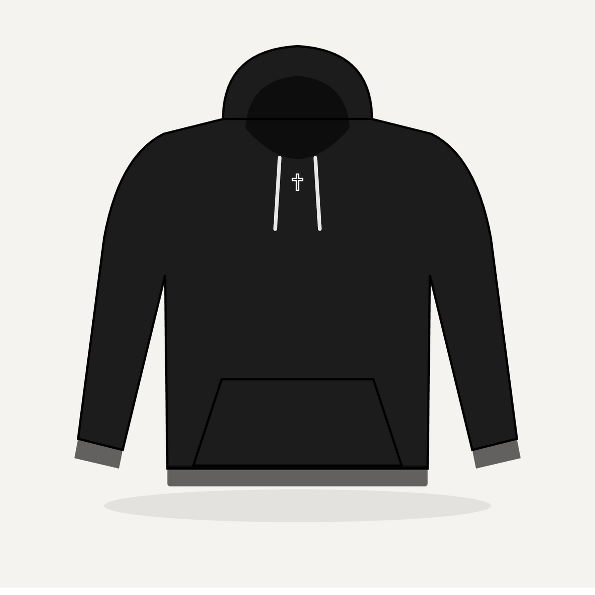 Collar Cross Hoodie - Black
