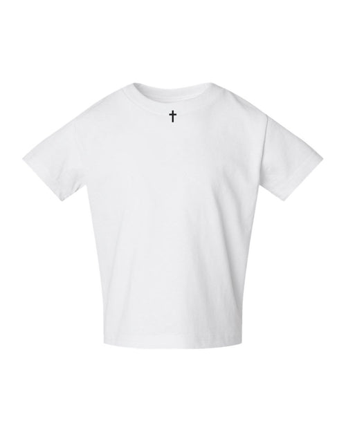 Collar Cross Toddler Tee - White